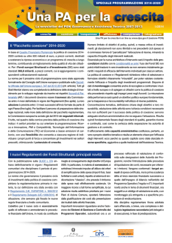 Il “Pacchetto coesione” 2014-2020 I nuovi Regolamenti dei Fondi