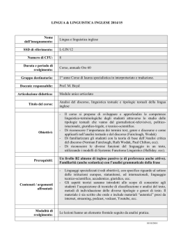 Lingua e linguistica inglese