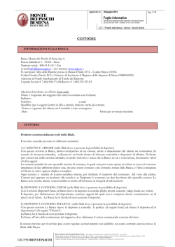 CUSTODIE - Banca Monte dei Paschi di Siena