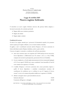 Nuovo regime forfetario - Studio Dalle Carbonare