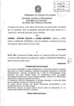 QUI per scaricare la sentenza in pdf