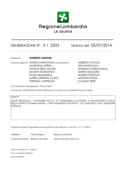 DELIBERAZIONE N&deg; X / 2203 Seduta del 25/07/2014