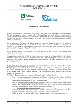 PROGETTO CASE MANAGEMENT AUTISMO DGR 392/13