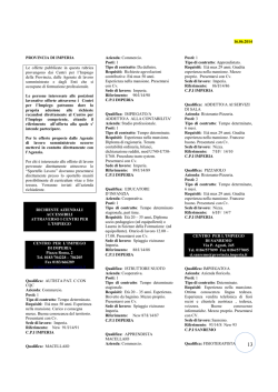 16.06.2014 PROVINCIA DI IMPERIA Le offerte