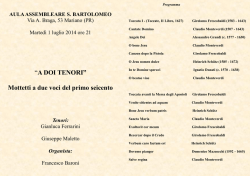 A DOI TENORI - Parrocchia Porporano