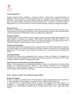 Claudio Agostinelli Claudio Agostinelli, PhD in Statistics