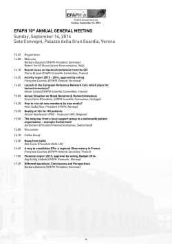 EFAPH program - European Iron Club &ndash; Meeting Verona 2014