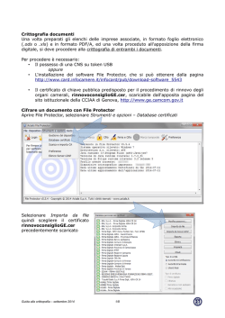 Crittografia documenti Una volta preparati gli elenchi delle imprese