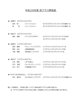 平成26年度 各クラス昇格者