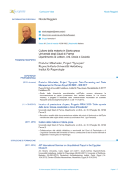 Nicola Reggiani Cultore della materia in Storia greca Universit&agrave;
