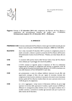 Anticipo al 23 dicembre 2014 dello svolgimento