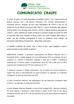 COMUNICATO CRAIPI - Home Page FISTel Cisl Veneto