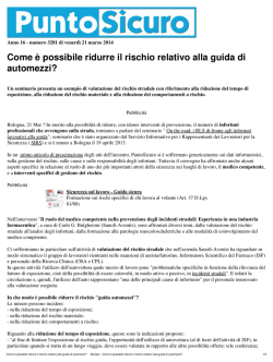 Come &egrave; possibile ridurre il rischio relativo alla guida