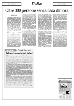 Oltre 300 persone senza fissa dimora