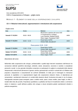 CAS in Cooperazione e Sviluppo &ndash; griglia oraria
