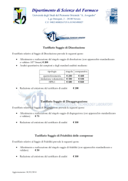 Servizi del Laboratorio di tecnologia farmaceutica