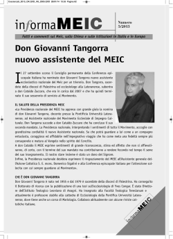 Don Giovanni Tangorra nuovo assistente del MEIC