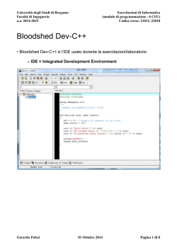 Bloodshed Dev-C++ - Universit&agrave; degli studi di Bergamo