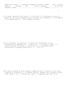 Compito di Fisica - Scuola di Farmacia, BioTec e ScMot