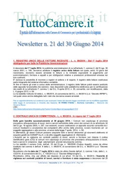 Newsletter n. 21 del 30 Giugno 2014 1. REGISTRO
