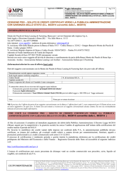 Foglio Informativo CESSIONE PRO - Banca Monte dei Paschi di Siena