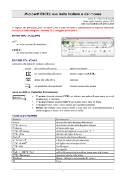 Microsoft EXCEL: uso della tastiera e del mouse