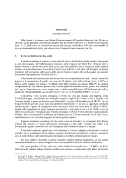 Discussione Giuseppe Marotta* I due lavori si prestano a una lettura