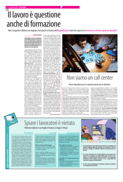 "Il lavoro &egrave; questione anche di formazione"