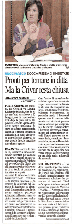 Pronti per tornare in ditta Ma la Crivar resta chiusa