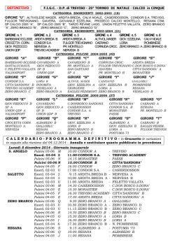 Calendario Cat. Esordienti e Pulcini - Torneo di