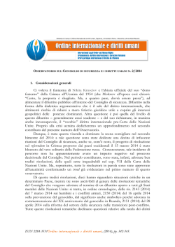 Considerazioni generali - Ordine internazionale e diritti umani