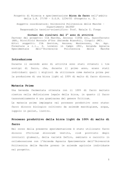 Sintesi risultati secondo anno di attivit&agrave;