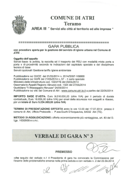 Teramo COMUNE DI ATRI VERBALE DI GARA N&deg; 3