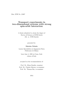 Transport experiments in two-dimensional - ETH E
