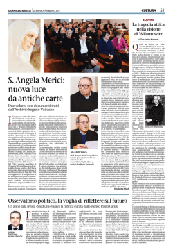 S. Angela Merici: nuova luce da antiche carte