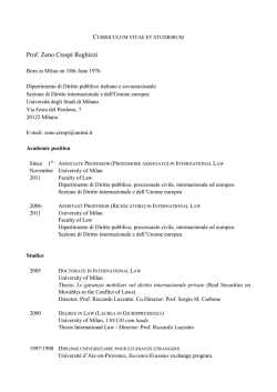 curriculum vitae et studiorum - Universit&agrave; degli Studi di Milano