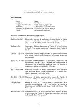 1 CURRICULUM VITAE di MARIO SAVINO Dati personali
