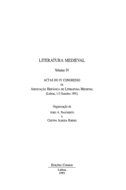 LITERATURA MEDIEVAL Volume IV ACTAS DO IV CONGRESSO