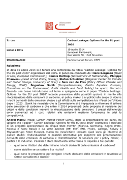 Carbon Leakage: Options for the EU post 2020