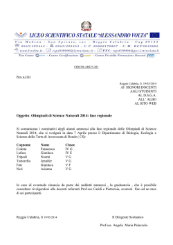 Oggetto: Olimpiadi di Scienze Naturali 2014: fase regionale
