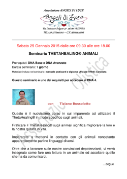 Corso Theta Healing Animali - Associazione Angeli di Luce
