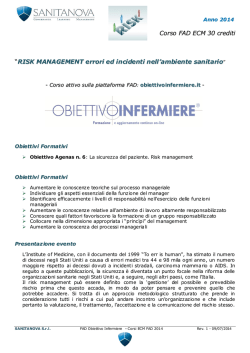 Corso FAD ECM 30 crediti &ldquo;RISK MANAGEMENT errori ed incidenti