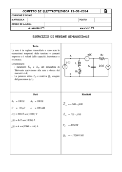 compito di elettrotecnica 13-02-2014 esercizio di regime sinusoidale