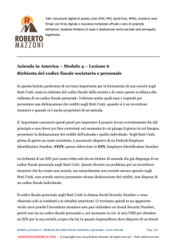 Modulo 4 &ndash; Lezione 6 Richiesta del codice fiscale societario e