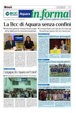 BCC Aquara &ndash; metropolis 9 giugno
