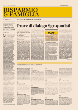 Prove di dialogo Sgr-quotisti