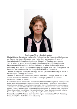 Curriculum Vitae &ndash; English version Maria Cristina Bartolomei