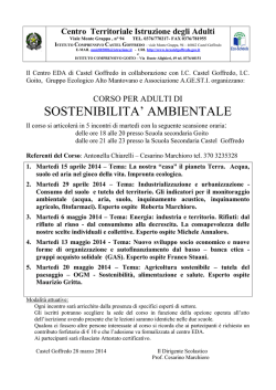 Calendario definitivo Corso Sostenibilit&agrave; Ambientale