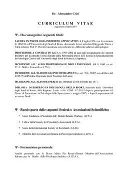 cv Alessandro Crisi - Dipartimento di Psicologia