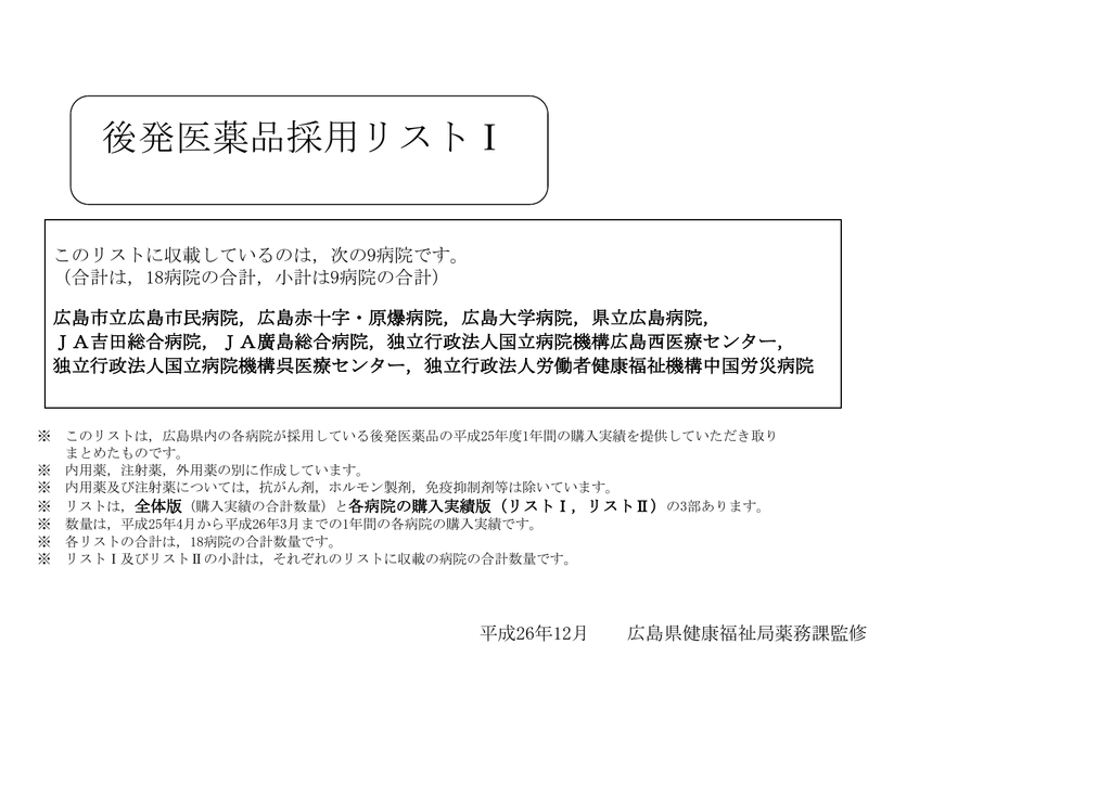 後発医薬品採用リスト